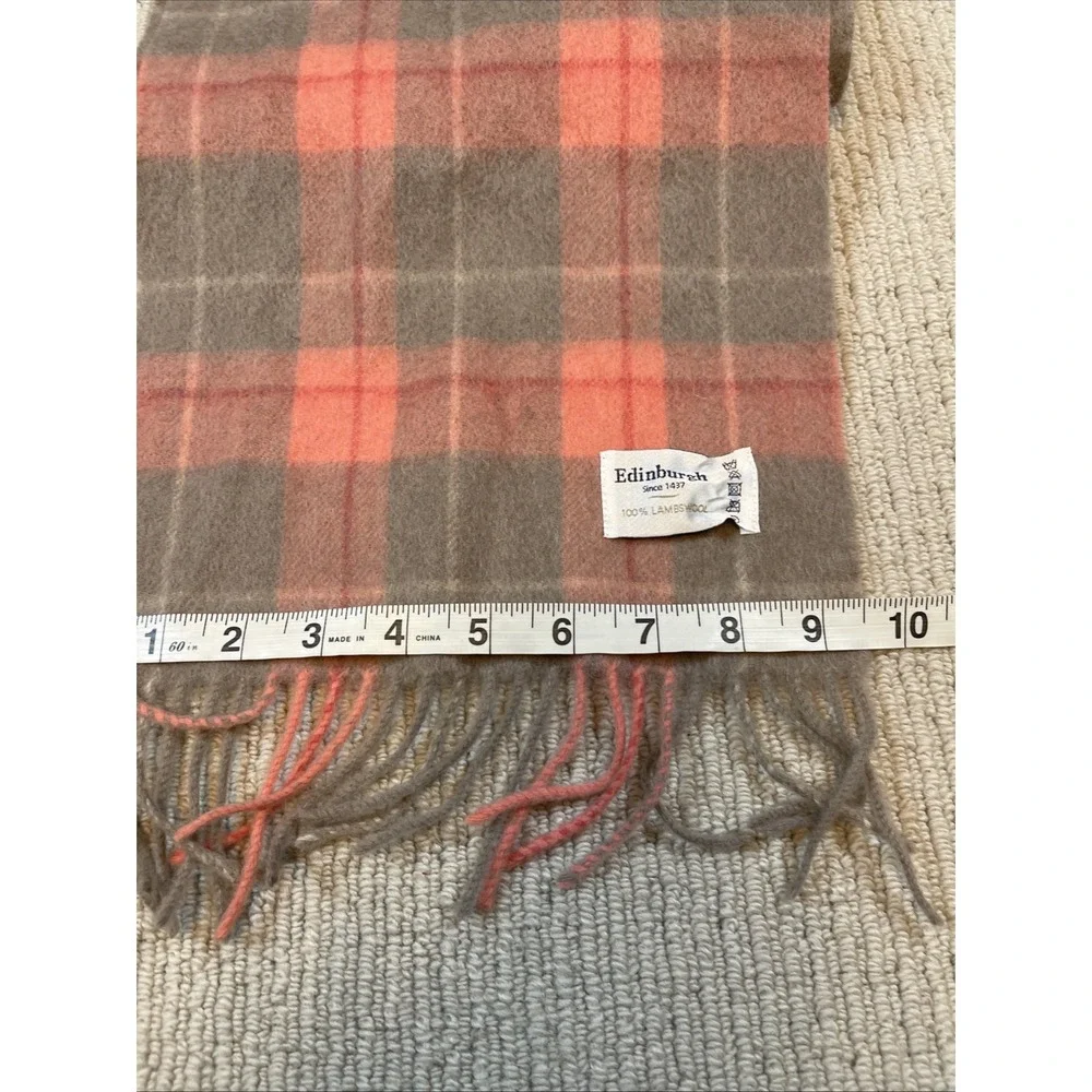 Edinburgh 100% Lambswool Scarf Plaid Fringe Modern 10x64